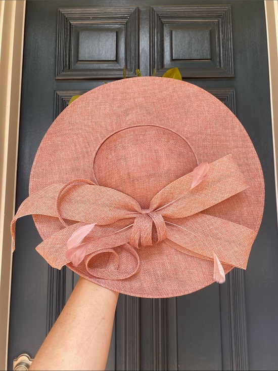 Dusty Rose Fascinator Hat with Large Bow & Feathers main image 4